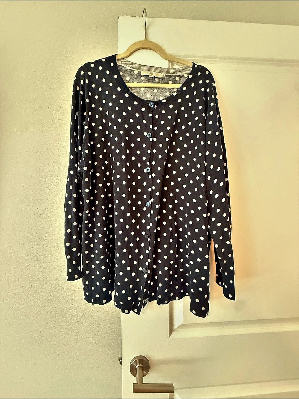 LOFT Polka Dot Button Front Blouse Blue 18Size 2X Like New